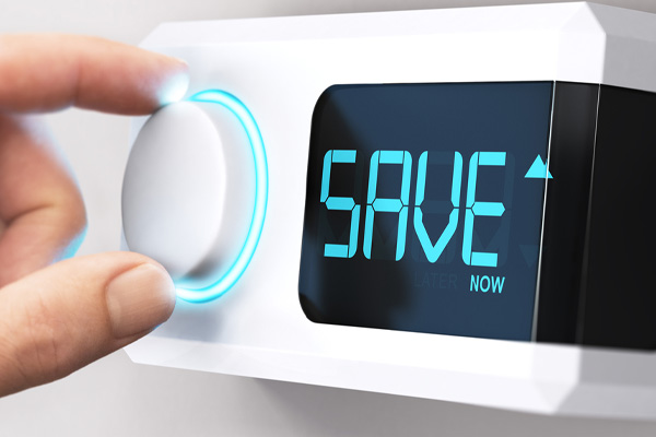 image of a programmable thermostat and save depicting hvac energy savings