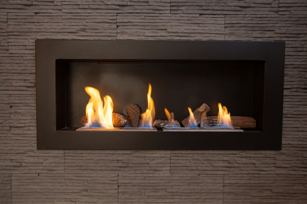 modern gas fireplace in home