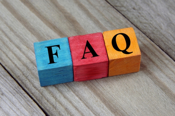 FAQ spelled using letters on colorful wooden blocks