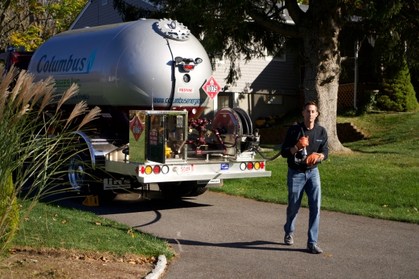 Columbus Energies propane delivery staff and truck