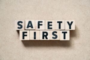 safety first spelled using wooden letter cubes depicting air conditioning safety