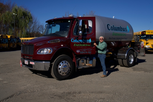 Columbus Energies propane delivery driver and delivery truck