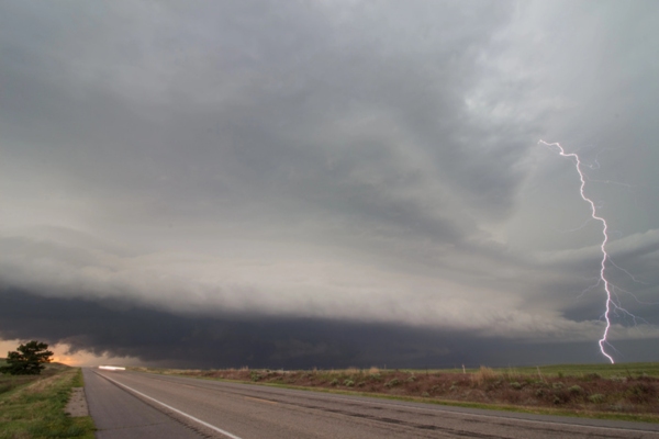 dark skies and lightning depicting severe weather