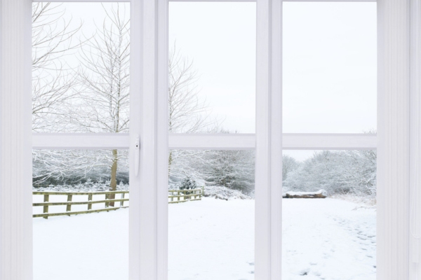 Snow Scene shown on window