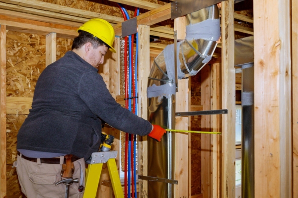 male worker Replacing Compromised HVAC Ductwork