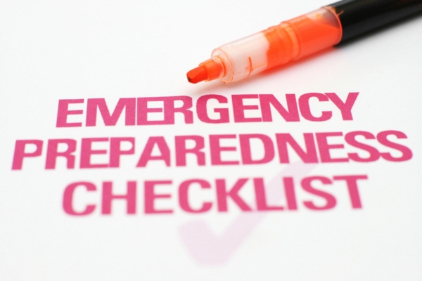 emergency preparedness checklist written on paper